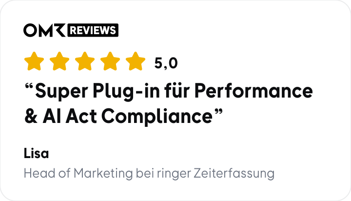 OMR-Bewertung von Lisa, 5,0 von 5 Sternen: Super Plug-in für Performance & AI Act Compliance