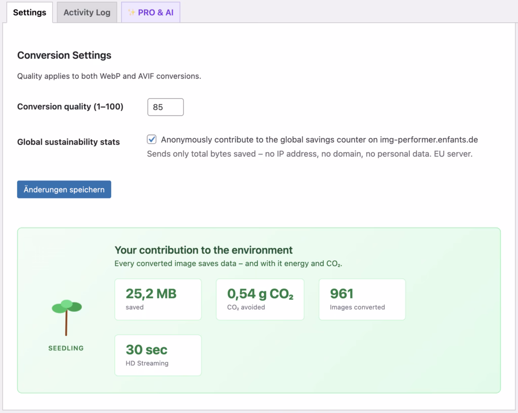 Img Performer – Einstellungen (Free)
